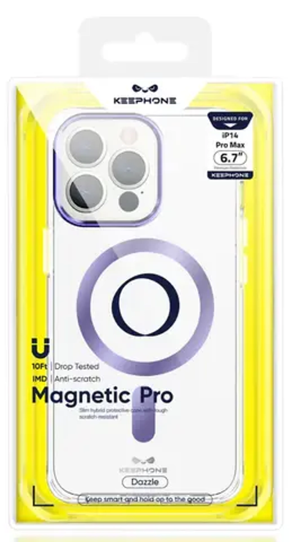Чехол-накладка Keephone Dazzle Pro Magsafe для Apple iPhone 14 Pro Max пластиковый (фиолетовая рамка)