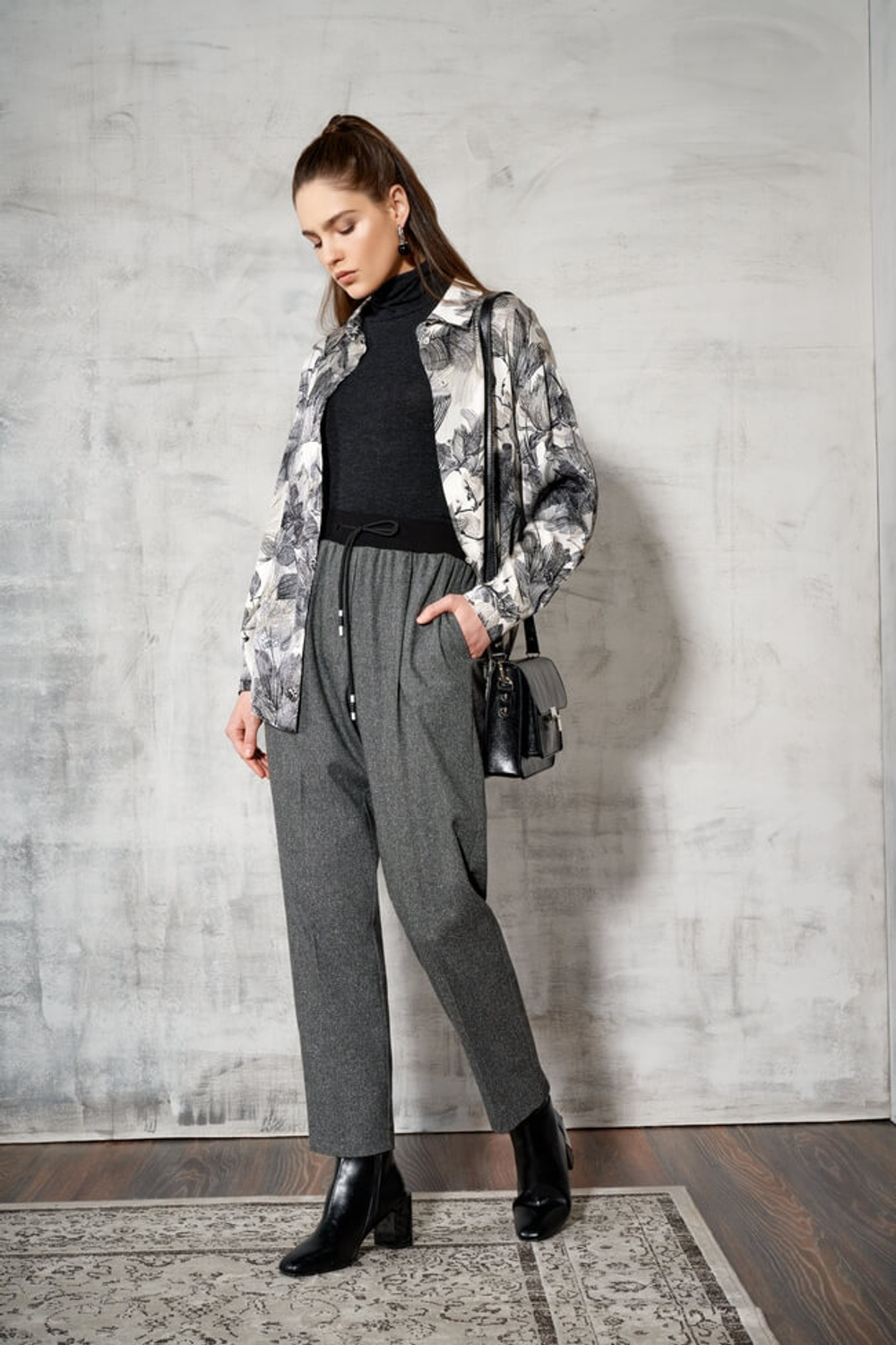 22496 Блузка женская (серый  принт)