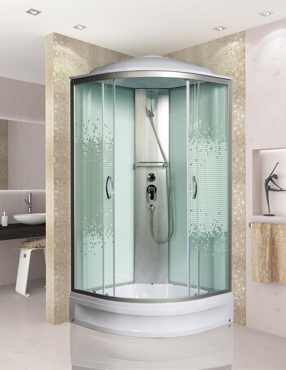 Душевая кабина МОНОМАХ 80/24 С МЗ, 800х800х2100 10000005757 полукруг