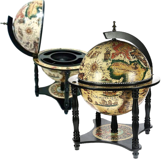 Глобус-бар напольный 56х40 см с картой XVI века, светлый