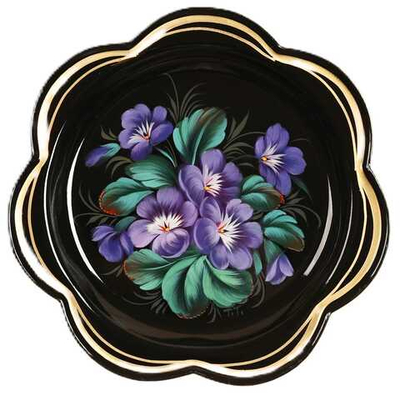 Жостовский поднос декоративный, размер 18 см (A1), металлический