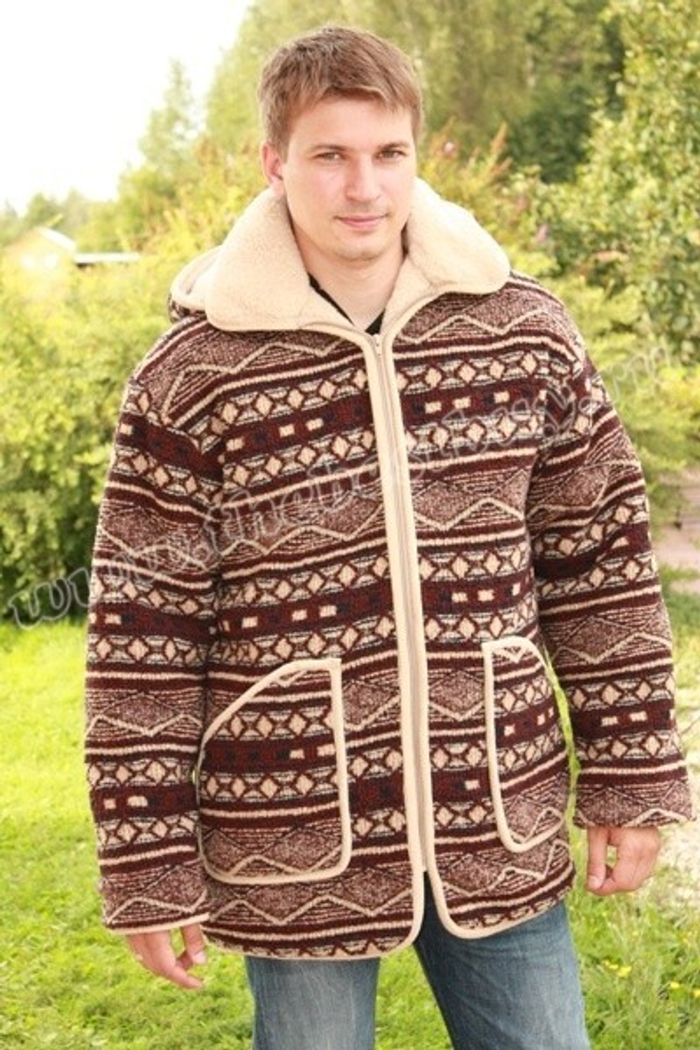 Мужская куртка Аляска с верблюжьей шерстью (с капюшоном)(мод.71)