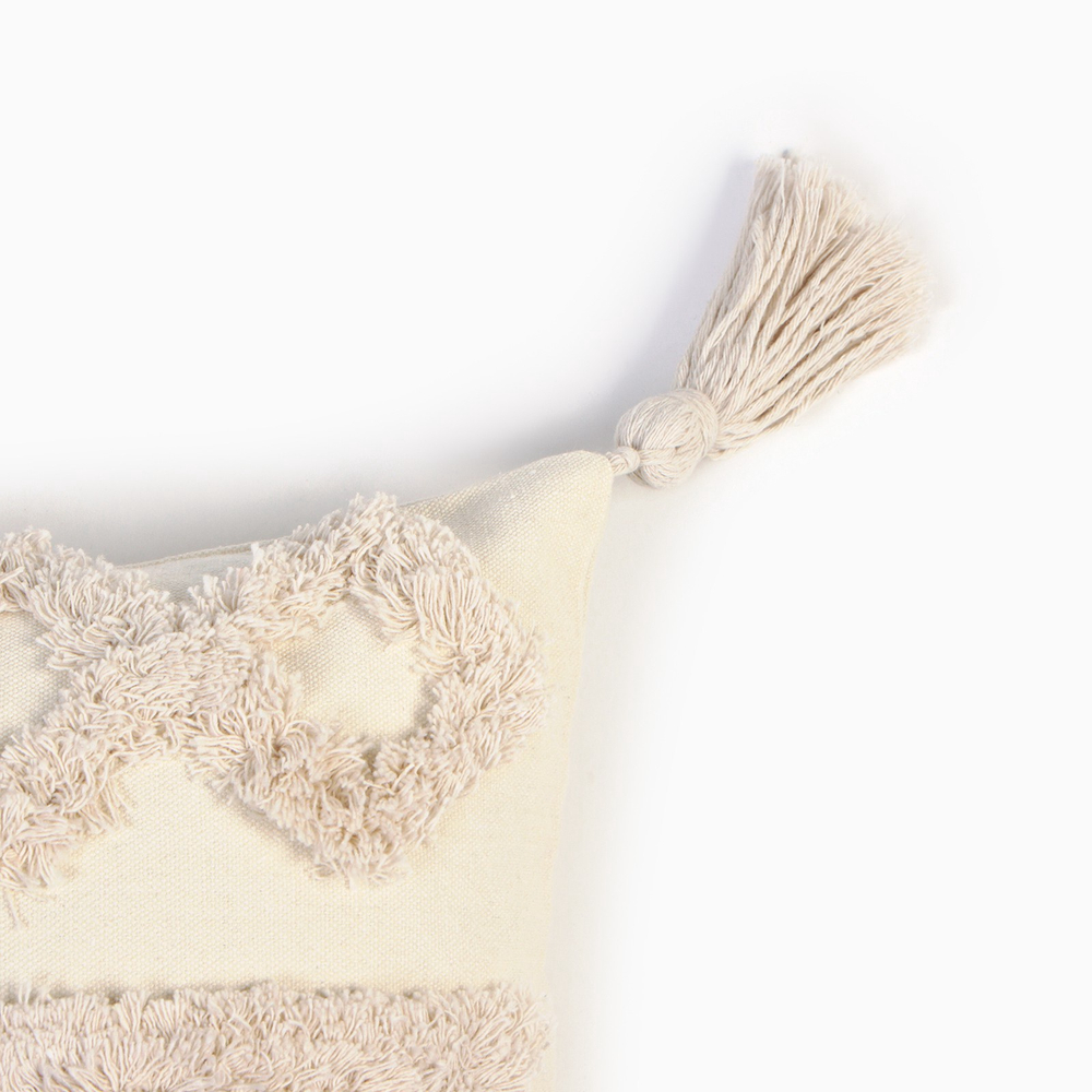 Наволочка декоративная бохо 45*45 см, молочный, 100% хлопок