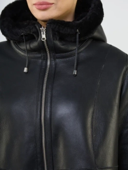 Дубленка зимняя двухсторонняя шуба с капюшоном