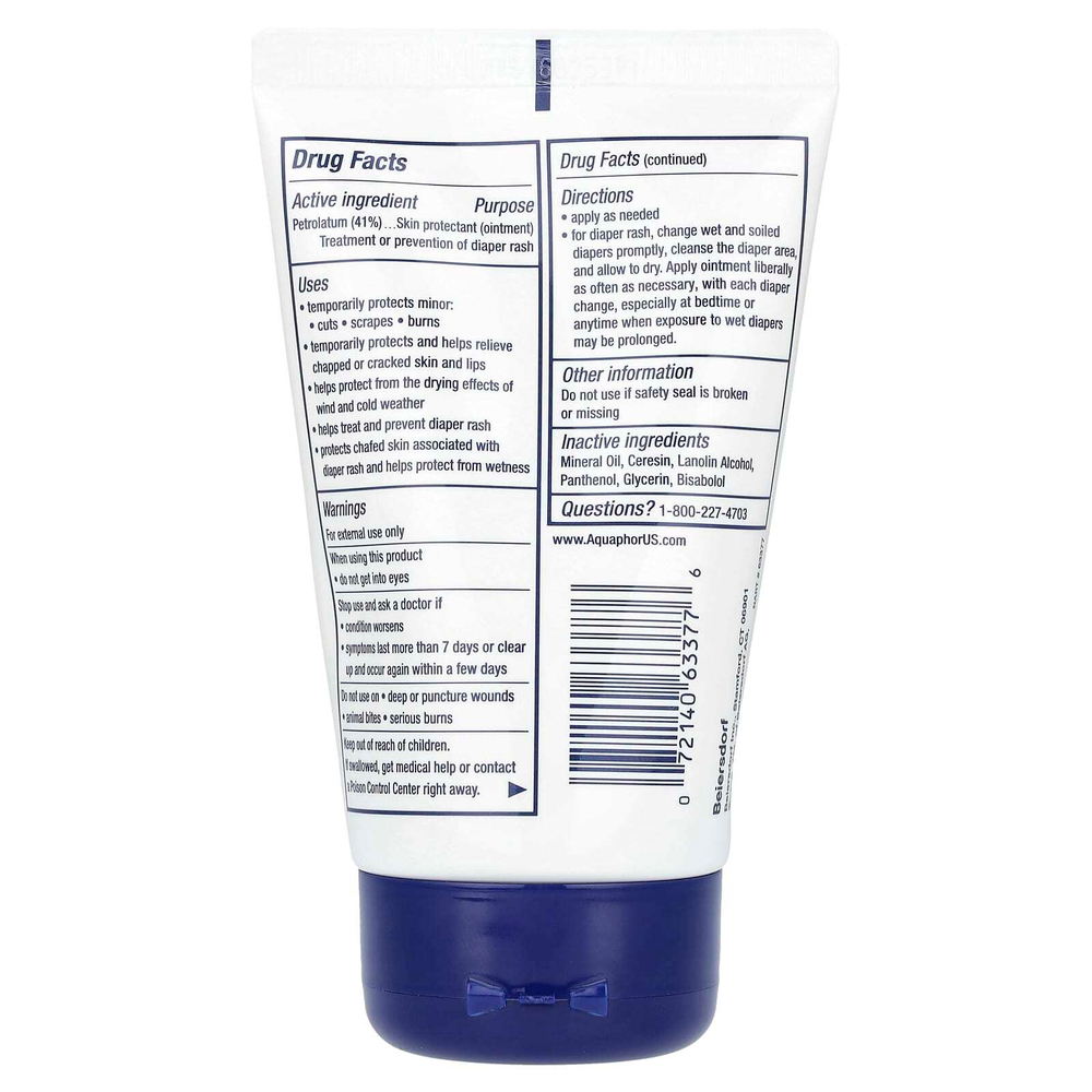 Aquaphor, заживляющая мазь для детей, без отдушки, 85 г (3 унции)