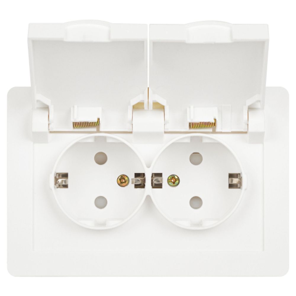 Розетка Intro Style 7-207-01 с заземлением 2P+E Schuko с крышкой шторками 16А-250В IP20 СУ белый