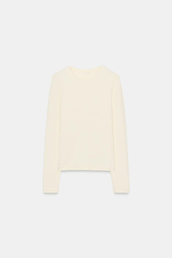 ZARA ФУТБОЛКА С ДЛИННЫМИ РУКАВАМИ, СЛОНОВАЯ КОСТЬ