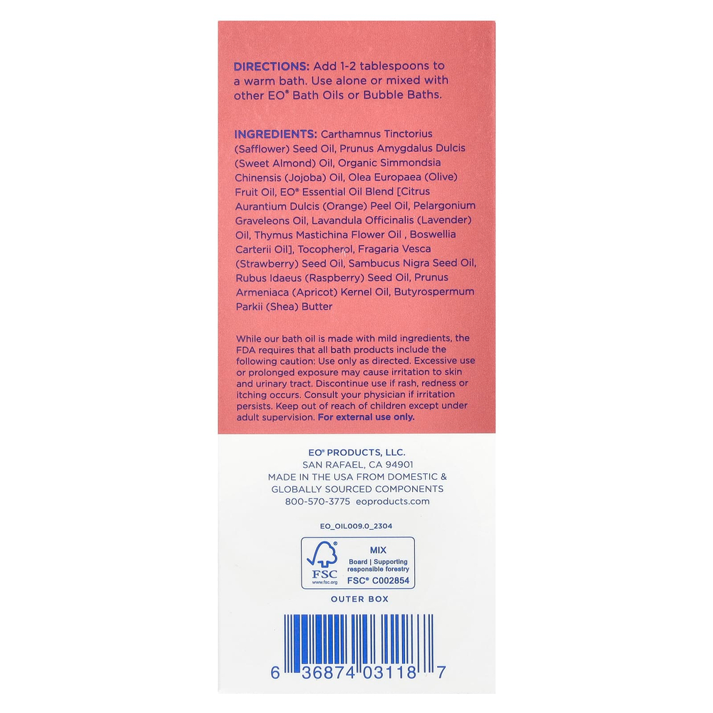 EO Products, Масло для ванн Warm Embrace, балансирующая роза и герани, 118 мл (4 жидк. унц.)