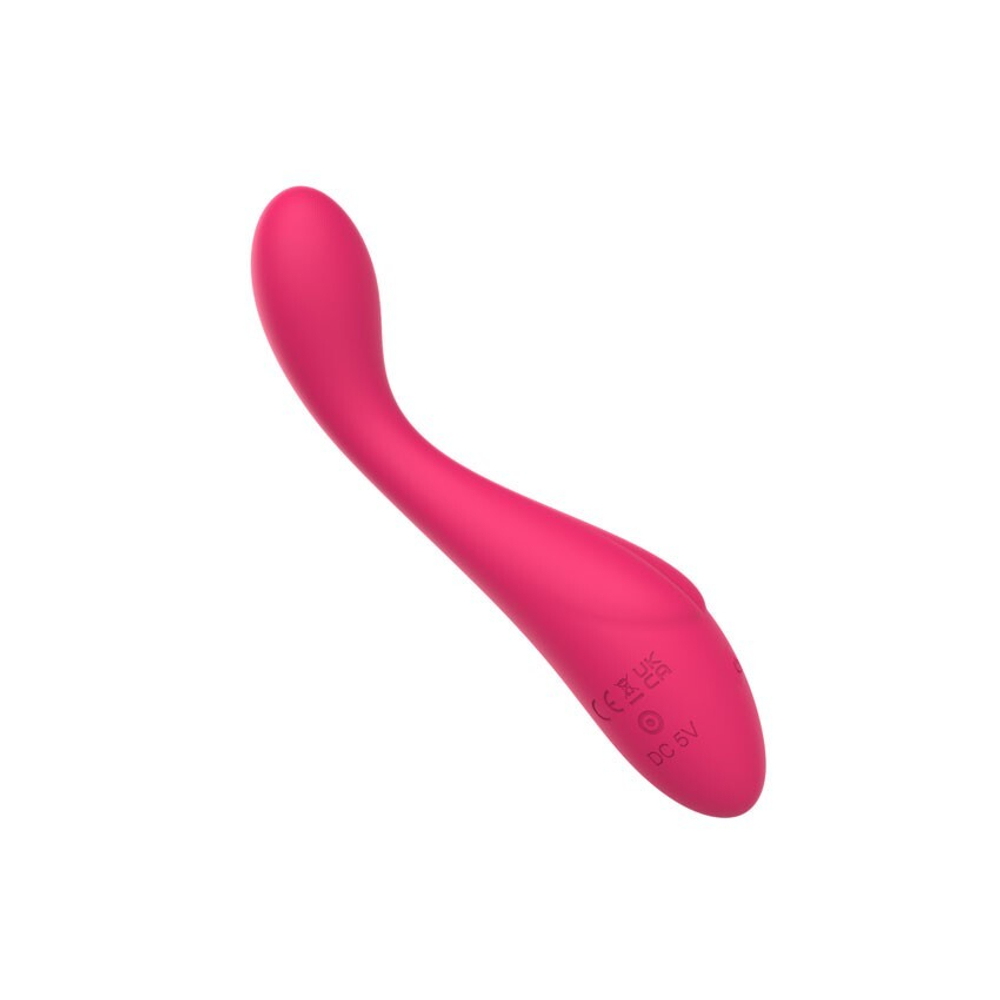 Розовый изогнутый вибромассажер - 18,9 см. (Цвет: розовый)