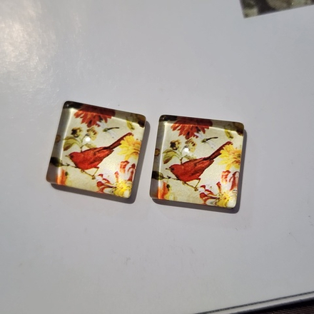 Принт, 12мм, квадрат, стеклянный кабошон