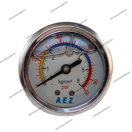 Манометр с глицерином, резьба М13, 1/4H, до 6Bar, 87psi, наружный диаметр 57,5мм
