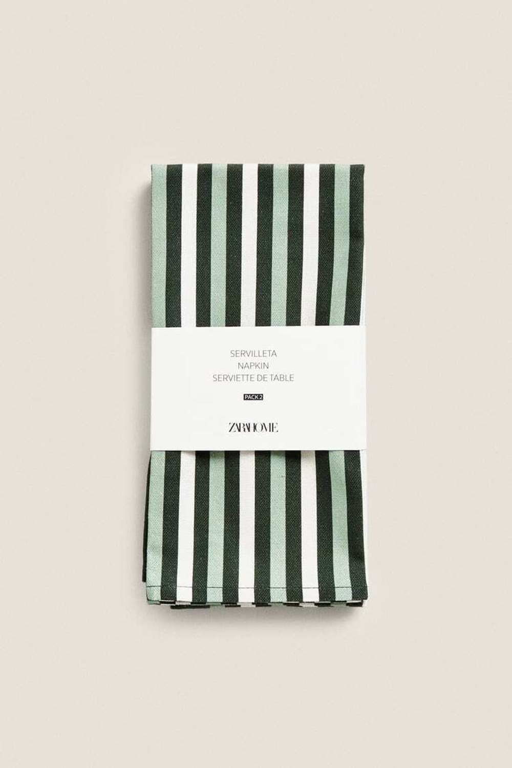 ZARA HOME УПАКОВКА ХЛОПЧАТОБУМАЖНЫХ САЛФЕТОК С ЦВЕТОЧНЫМ РИСУНКОМ (УПАКОВКА ИЗ 2 ШТУК), ЗЕЛЕНЫЙ