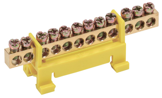 Шина PE "земля" на DIN-изоляторе типа "Стойка" ШНИ-6х9-12-С-Ж IEK