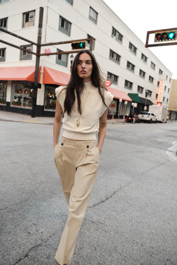 ZARA ТРИКОТАЖНЫЙ ТОП, ЦВЕТ СЛОНОВОЙ КОСТИ