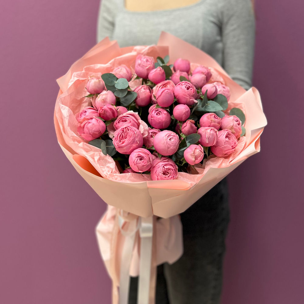 Букет из пионовидных роз "Сильва Пинк" #21
