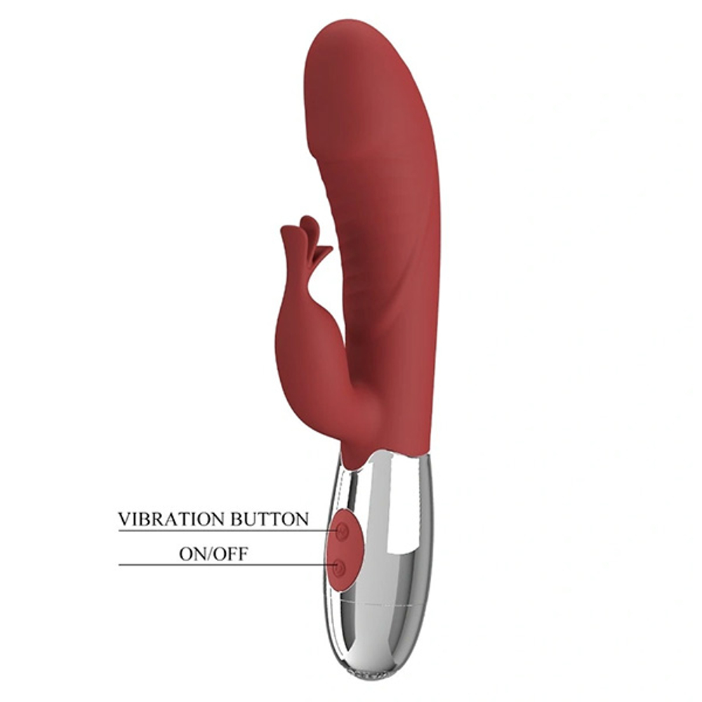 Красный вибратор-кролик 19,8см со стимулятором клитора Pretty Love Rasmussen Bunny Vibrator Red BW-500072DC