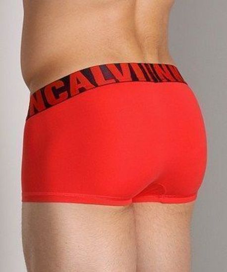 Мужские трусы боксеры Calvin Klein X Word Trunk Crimson (боксеры красные с черной резинкой и красными буквами)модал)