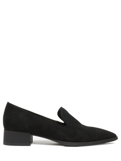 Женские замшевые туфли чёрные на каблуке