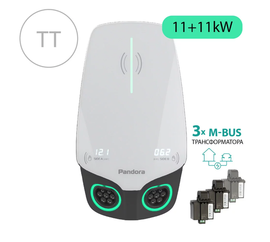 Настенная зарядная станция Pandora Wall-E DUO TT Home Edition AC 11+11 кВт