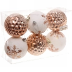 Набор шаров 8 см «Снежное сияние» (в наборе 6 шт), Шампань/Белый