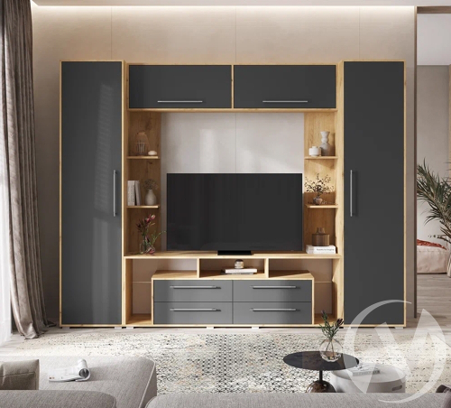 Гостиная Гармония (дуб крафт/графит софт NEW)