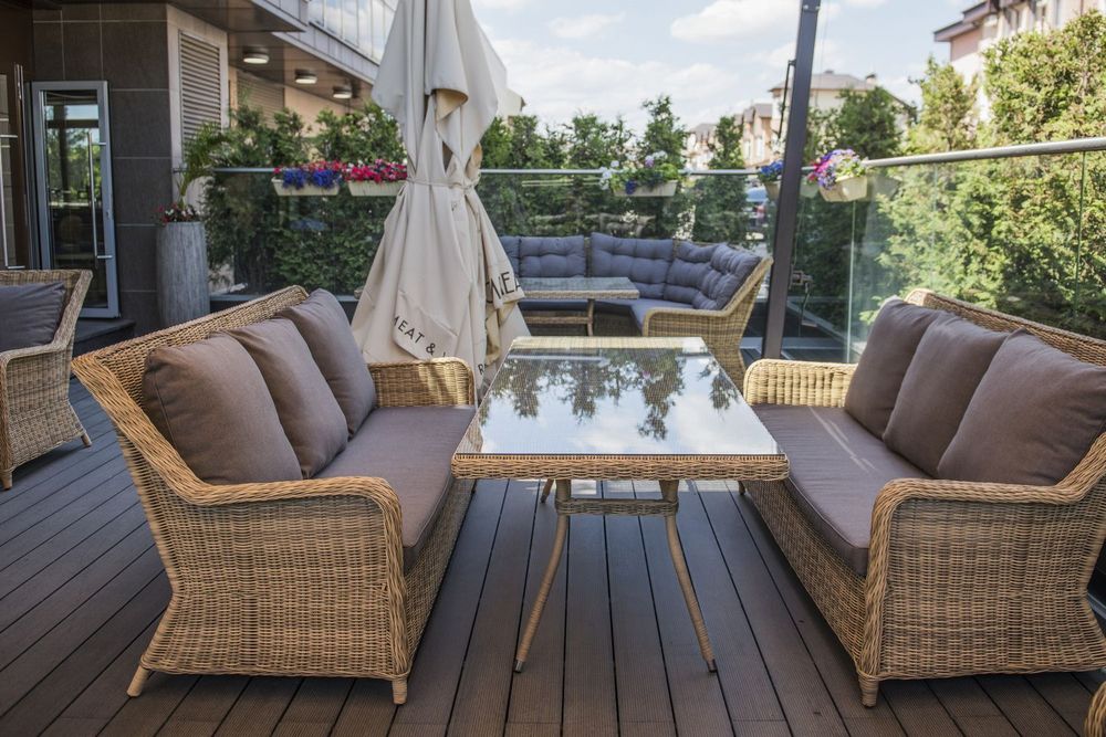 "Гляссе" диван трехместный из искусственного ротанга, цвет соломенный