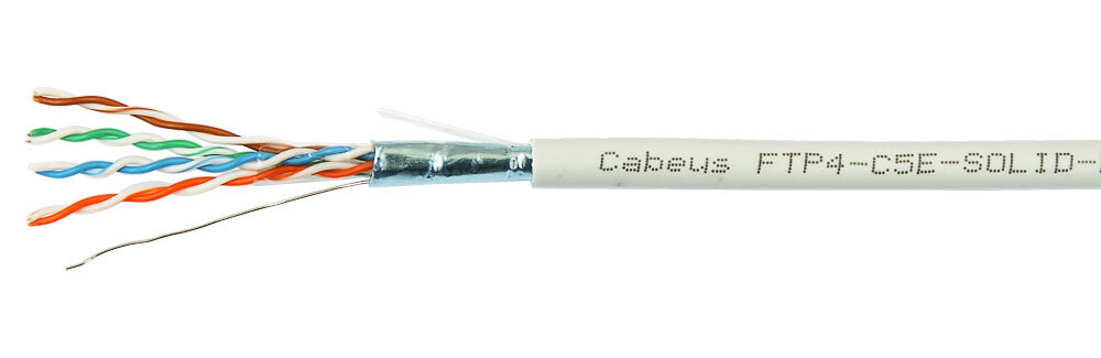 Кабель витая пара F/UTP 5e кат. 4 пары Cabeus FTP-4P-Cat.5e-SOLID-GY