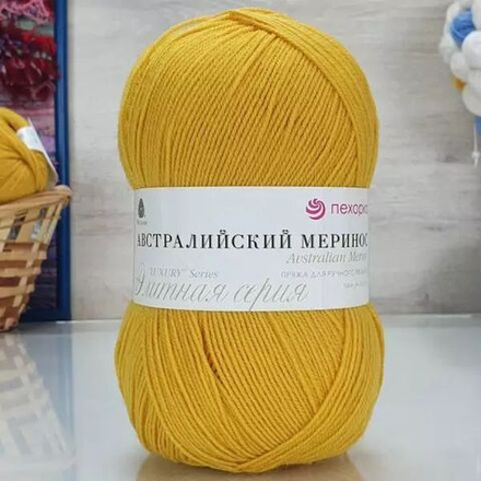 Австралийский меринос пряжа, Пехорка 95%меринос.шерсть 5%обьемный акрил 5х100г/400м 340 листопад