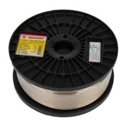 Трос стальной в ПВХ оплетке d=4,0 мм, прозрачный (бухта 100 м)  REXANT