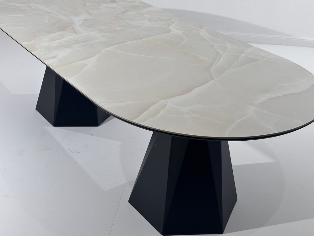 Стол М-City DISAUR Орфей 240 Нераскладной Оникс (Onyx Sable Pulido), керамика, Черный каркас