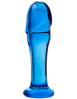 Синяя стеклянная анальная втулка - 13 см.