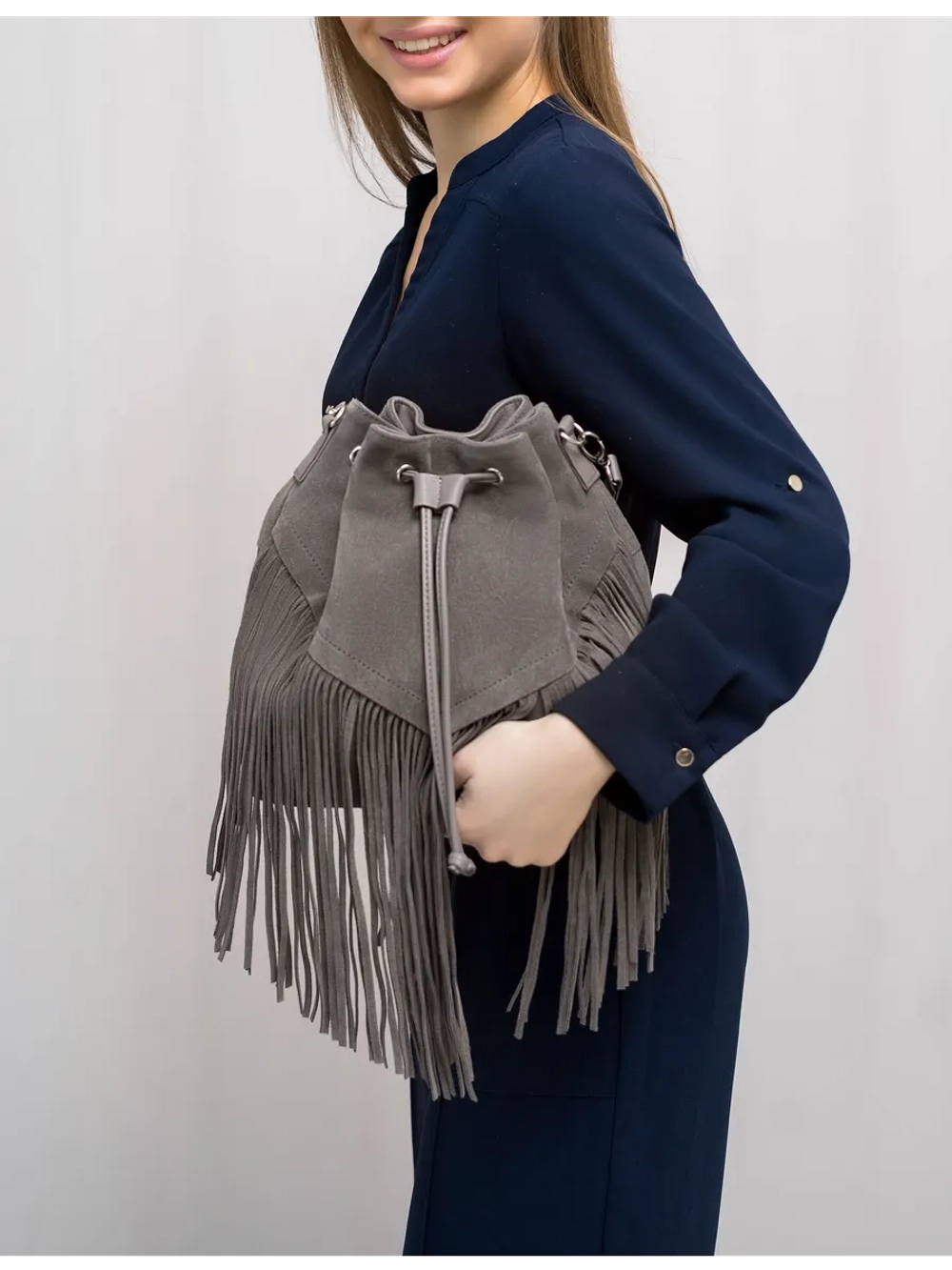 сумка через плечо тоут средняя натуральная замша