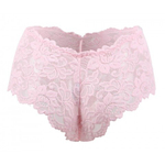 Трусики-шортики кружевные, розовые, XS-S