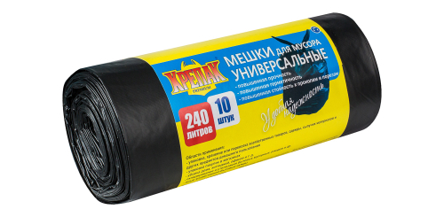 Мешки для мусора универсальные в рулоне Крепак 240 литров - 10 штук