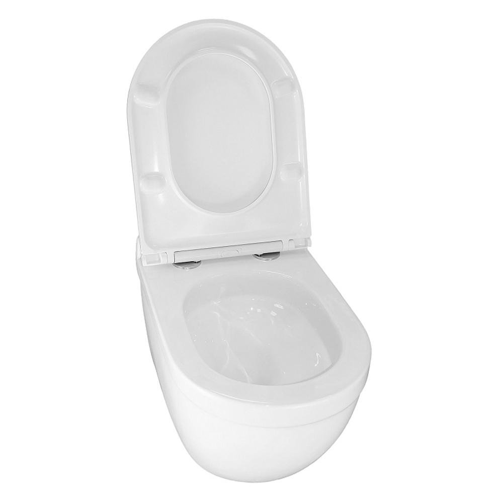 Унитаз подвесной Azario Fora 368х530х410 безободковый, с системой смыва "Скрытое Торнадо", в комплекте с быстросъемным сиденьем микролифт (AZ-0017-UQ3)