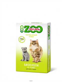 БИОкапли на холку ЭКО ZOOЛЕКАРЬ для кошек, 3 пип