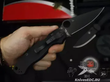 Нож складной Spyderco ParaMilitary 2 Black Blade C81GPBK2 c черным клинком CPM-S45VN, рукоять черный G10