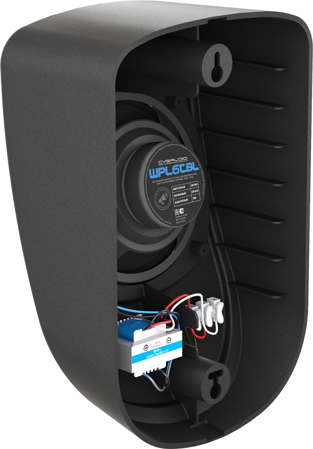 CVGAUDIO WPL6TBL Настенный 5” широкополосный громкоговоритель, 3/6W-100V, черный