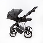 Детская универсальная коляска Adamex Quantum Star Deluxe Q-STAR108 (2в1) Черная экокожа, Хром