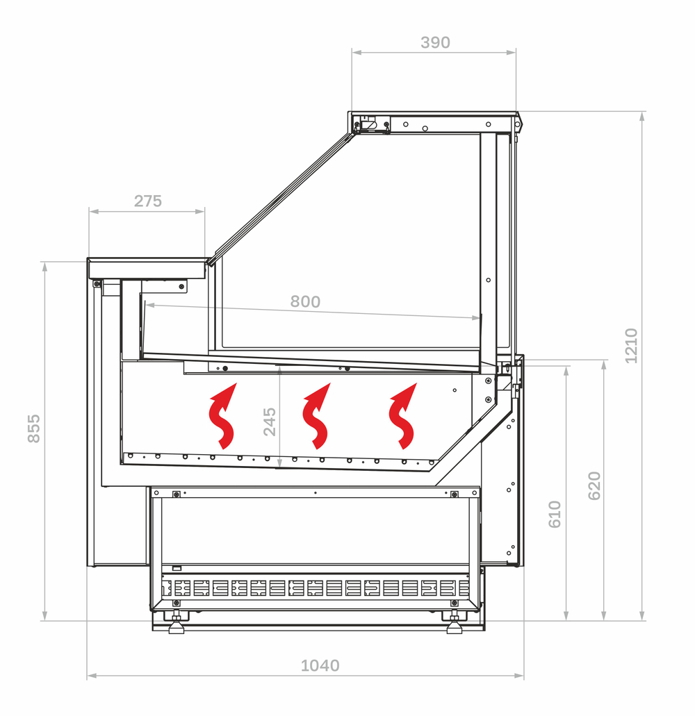 Тепловая витрина Carboma BAVARIA 4 GC110 SH 1,25-1 (версия 2.0) (без боковин)