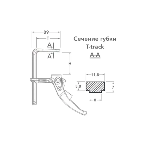Струбцина кованая рычажная F-тип 160х60 мм Woodwork RTC-1660