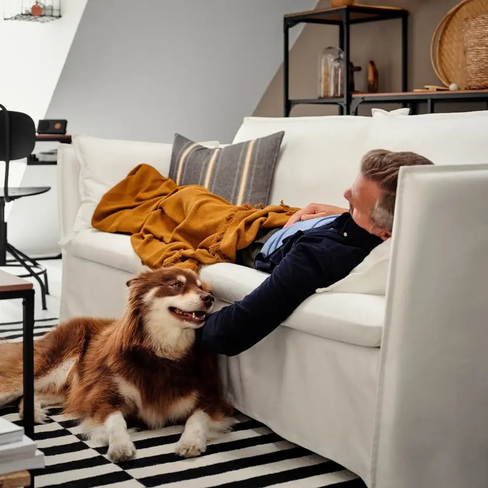 Диван 3-местный - IKEA BACKSÄLEN/BACKSALEN, 85х205 см, белый, ИКЕА