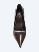 1494561 Туфли женский коричневый+натуральная лаковая кожа