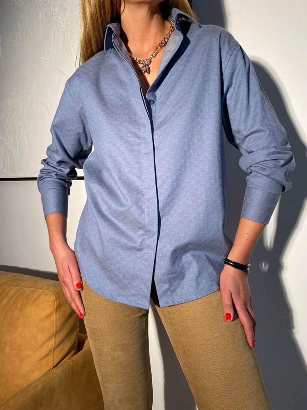 Рубашка Хельсинки голубая фланель