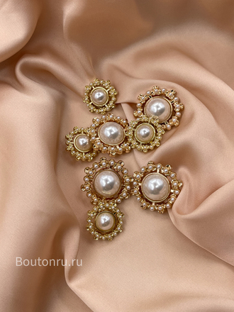 Пуговицы Жемчуг10 золотистые