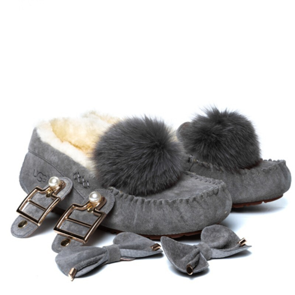 Мокасины Dakota Pom Pom New Grey