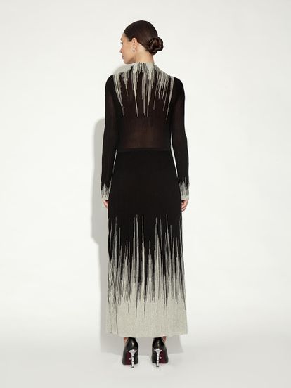 Женское платье черного цвета с серебром из шелка и вискозы - фото 4