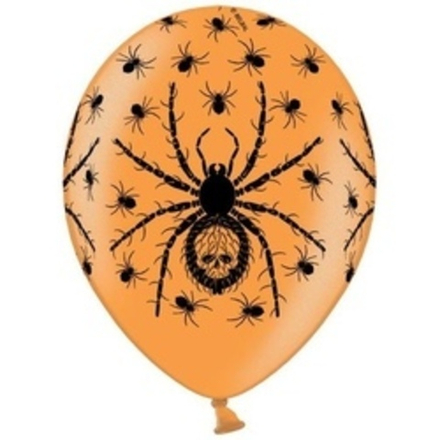 Шар (14"/36 см) Шелкография металлик Пауки оранжевый 25 шт.