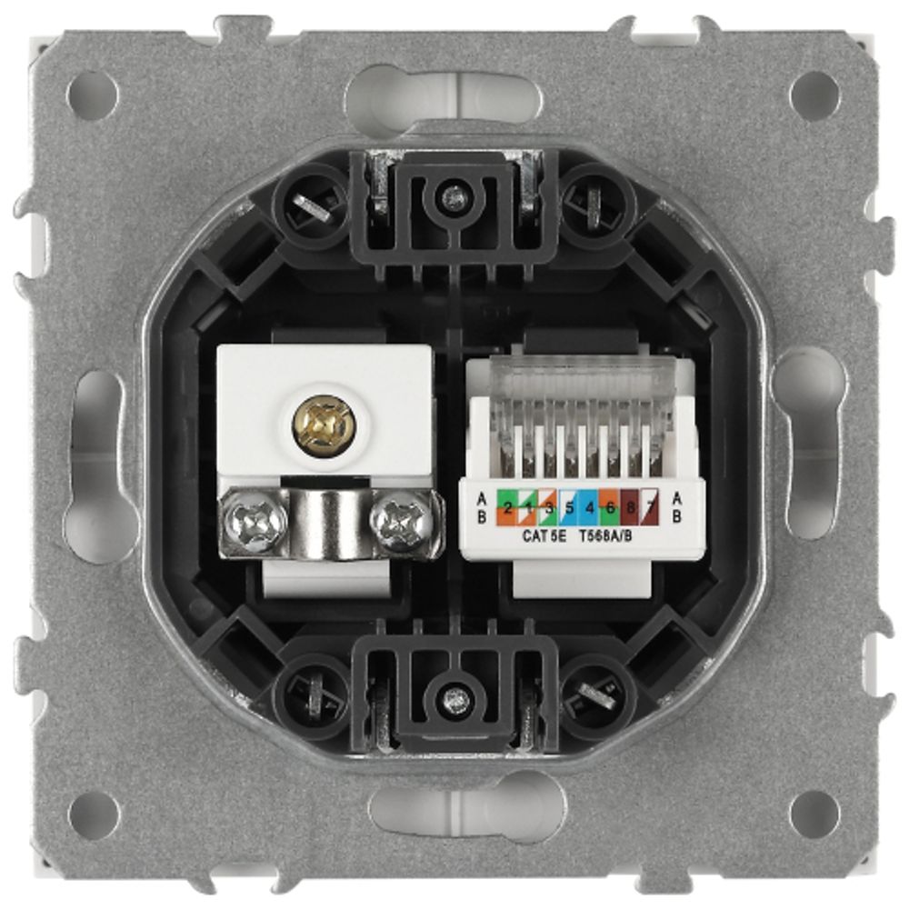 Розетка ЭРА Galaxy 15-3110-08 комбинированная RJ45+TV IP20 белый матовый | Эра Galaxy