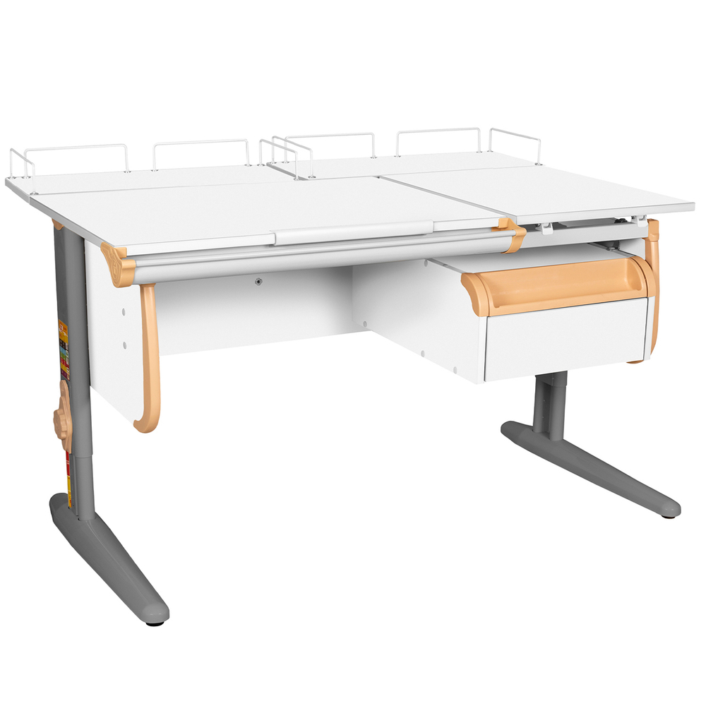 Растущая парта Дэми СУТ 25 с задними полками СУТ.15.210 и навесной тумбой (1200×880 мм)